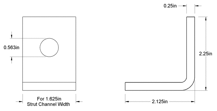 2 HOLES 90 DEGREE ANGLE 2'' X 1-7/8''