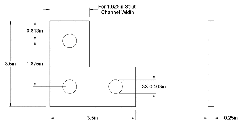 3 HOLES FLAT FITTING 3-1/2'' X 3-1/2''