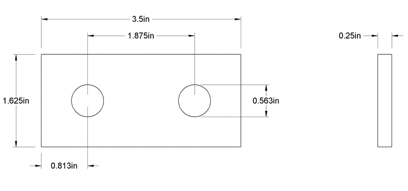 2 HOLES FLAT STRAIGHT FITTING 3-1/2''