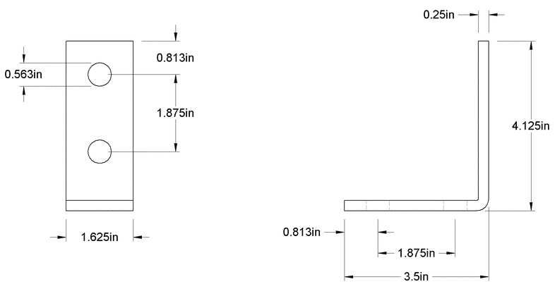 4 HOLES 90 DEGREE ANGLE 4-1/8'' X 3-1/2''