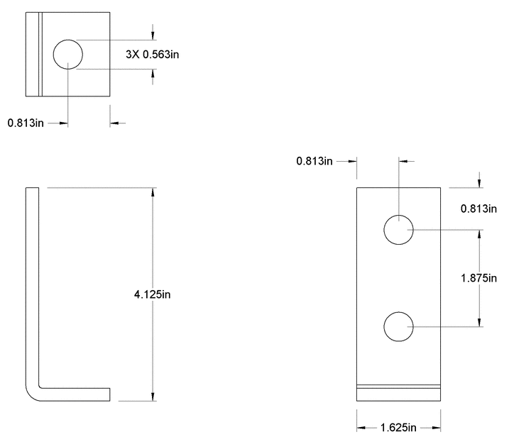 3 HOLES 90 DEGREE ANGLE 4-1/8'' X 1-5/8''