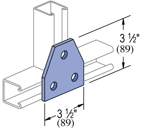 3 HOLE FLAT TEE PLATE 3-1/2X3-1/2 HDG