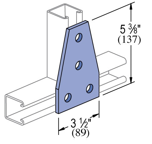 4 HOLE FLAT TEE PLATE 5-3/8X3-1/2 HDG
