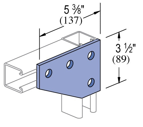 4 HOLE FLAT CORNER PLATE PENTAGON ZINC