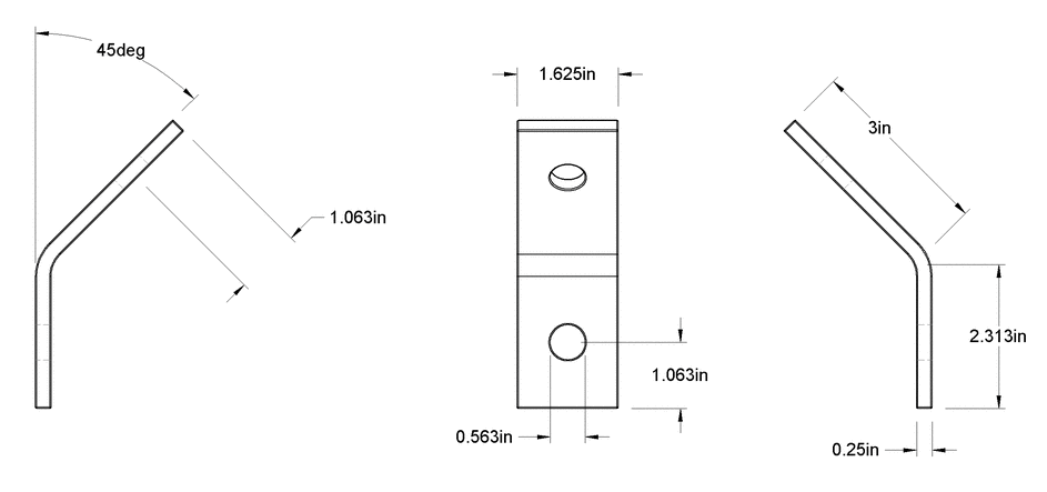 2 HOLES 45 DEGREE ANGLE 3'' X 2-5/16''