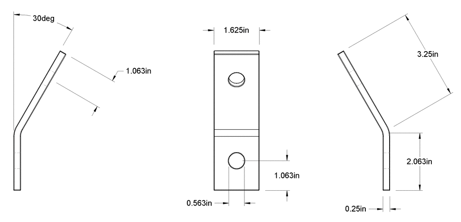 2 HOLES 30 DEGREE ANGLE 2-1/16'' X 3-1/4''