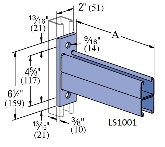 12 DOUBLE CHANNEL SUPPORT BRACKET HDG