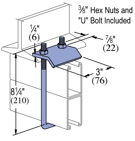 2-7/16 BTB SQUARE U-BOLT BEAM CLAMP ZINC