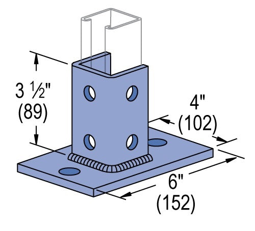 CENTER POST BASE 3-1/2X4X6 HDG