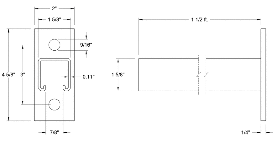 2 HOLES BRACKET 18'' X 2'' X 4-5/8'' X 18-1/4''