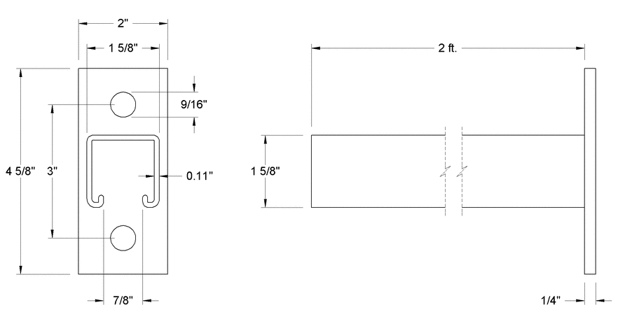 2 HOLES BRACKET 24'' X 2'' X 4-5/8'' X 24-1/4''