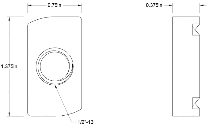 1/2''-13 CHANNEL NUT W/O SPRING