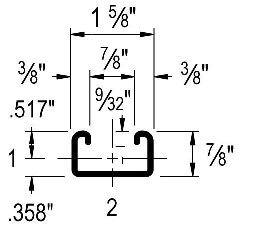 STRUT CHANNEL 7/8X20' 12G SOLID SS316
