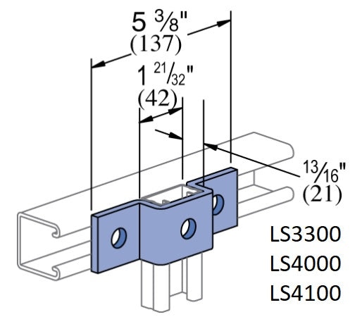 3 HOLE EG U SUPPORT 13/16X5-3/8 ZINC